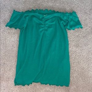 Hollister Green Full Length Off the Shoulder Tee